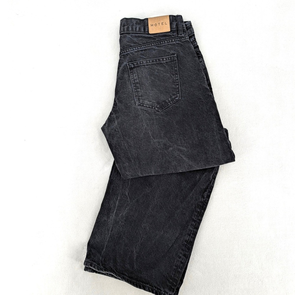 Motel Rocks Parallel Wide Leg Jeans Washed Black Baggy Denim W28 L32